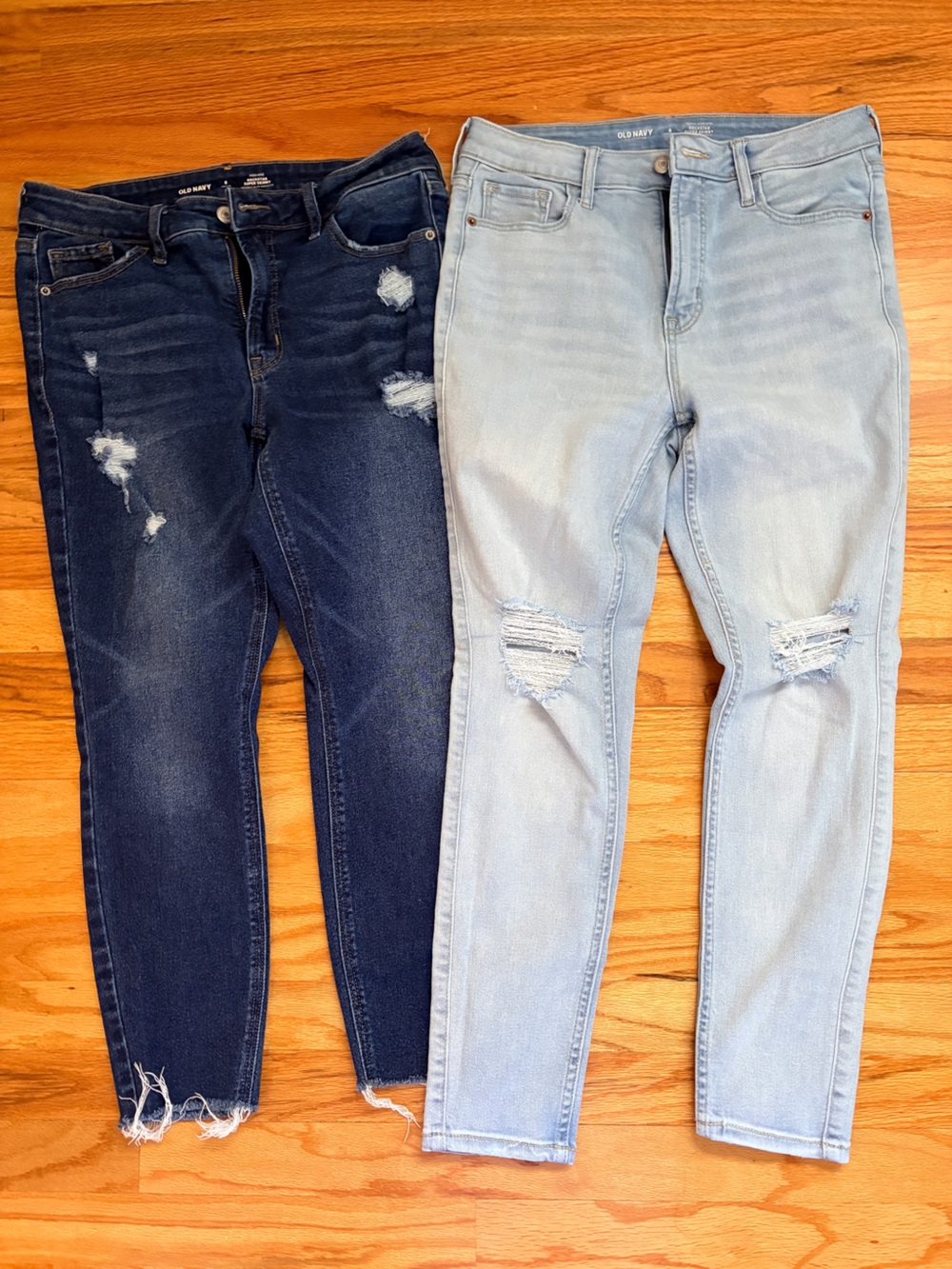 Old Navy Skinny Jeans Duo — Dark Blue & Light Blue Ripped Pair